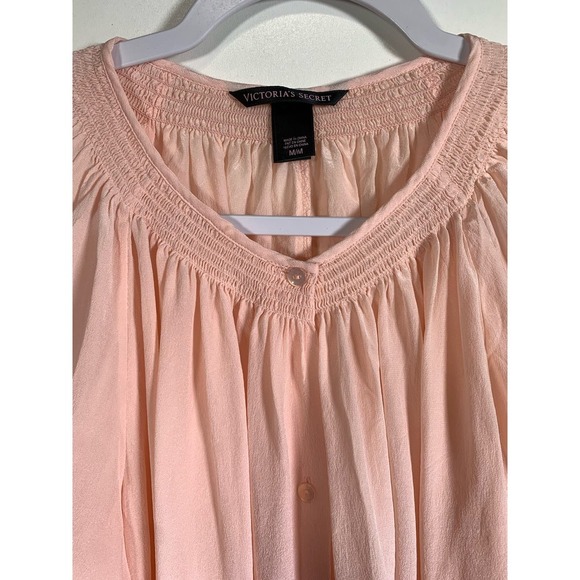 Victoria's Secret SILK Smocked Pink Blouse Top - Picture 3 of 11
